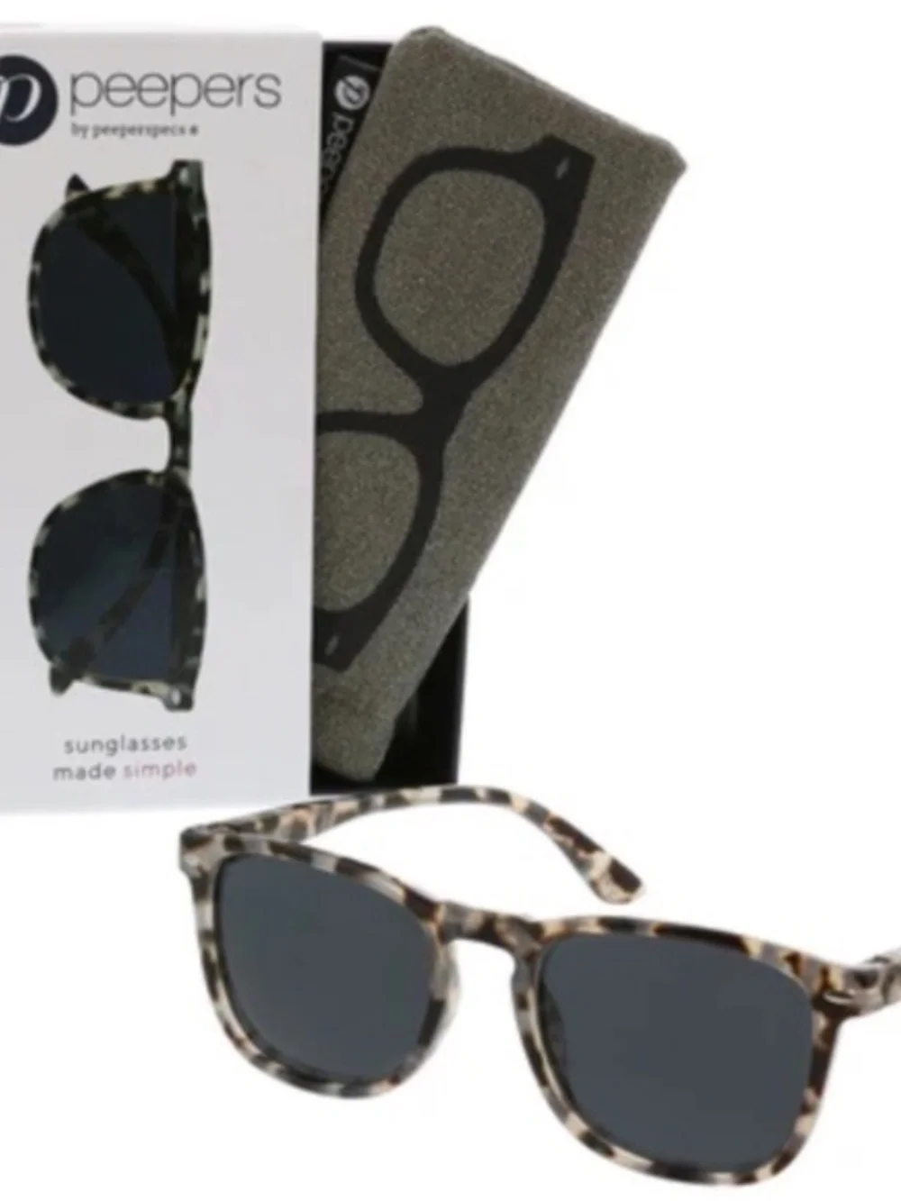 New in Box Gray Tortoise‎ Peepers Simply Sunglasses with case